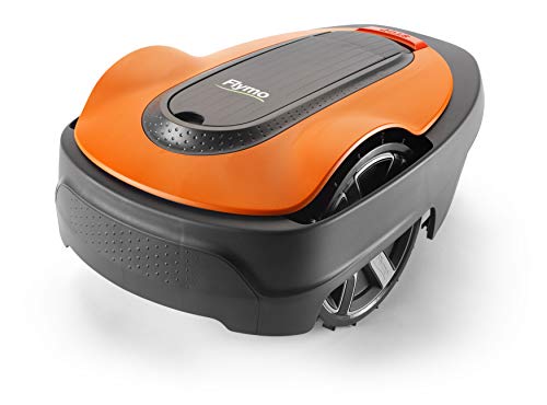  Flymo EasiLife Go 250 robotmaaier in actie op een strak gemaaid gazon.