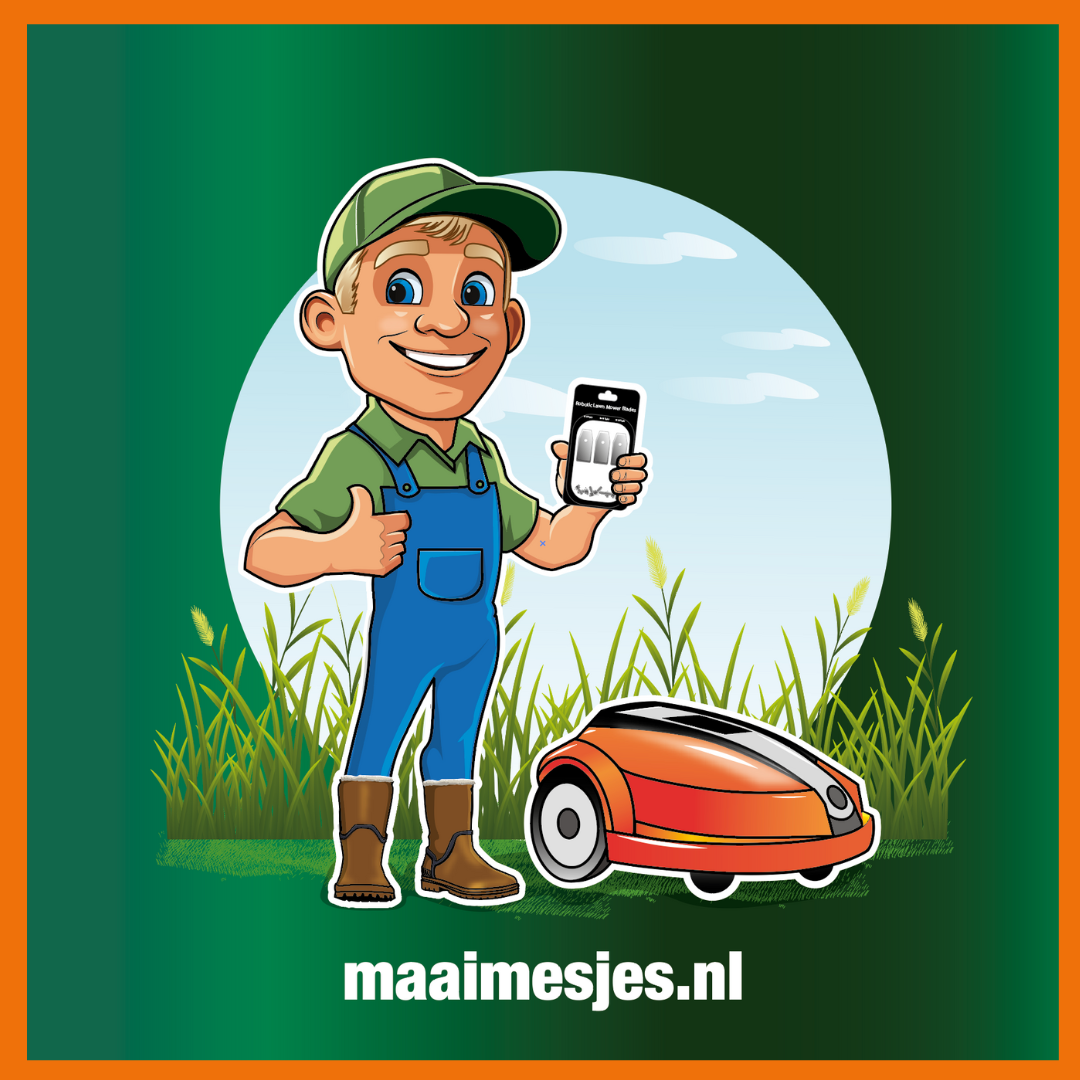 Officieel logo van Maaimesjes.nl, de webshop gespecialiseerd in mesjes voor robotmaaiers.
