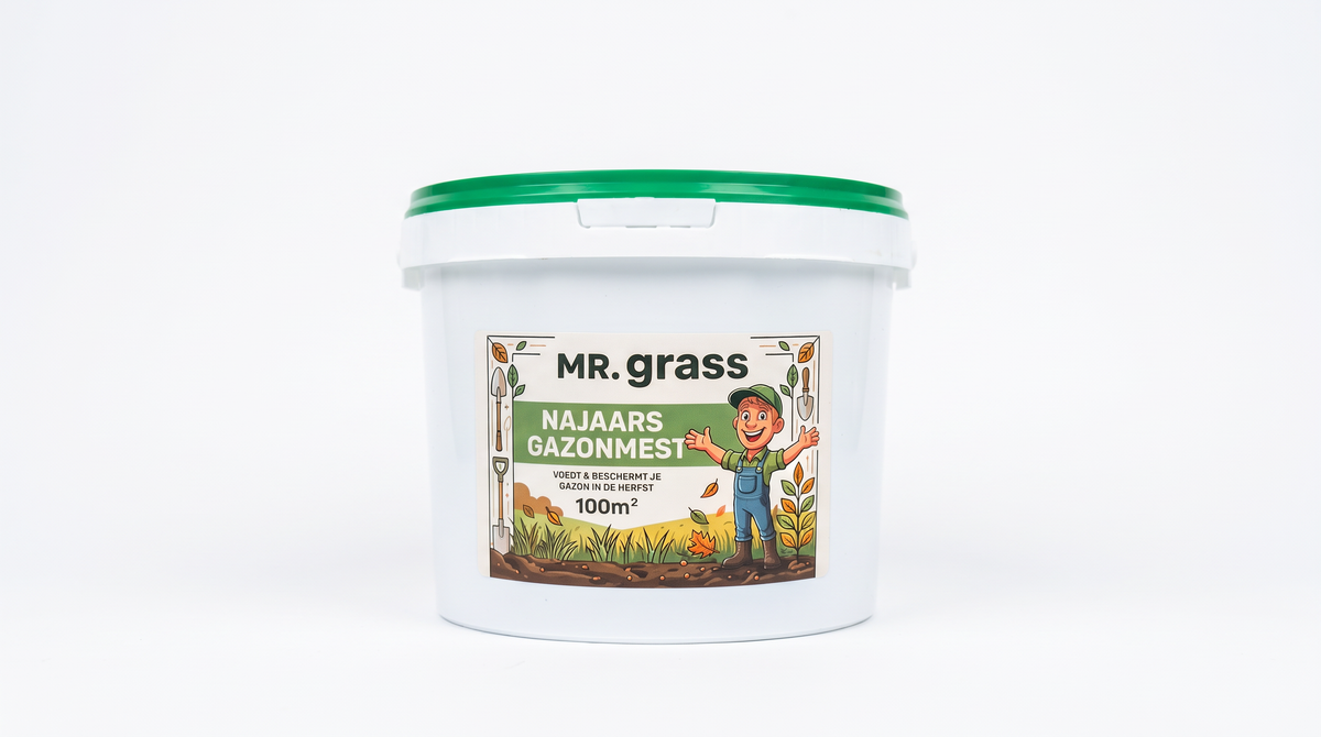 Najaarsgazonmest van Mr. Grass voor een sterk en gezond gazon richting de winter.