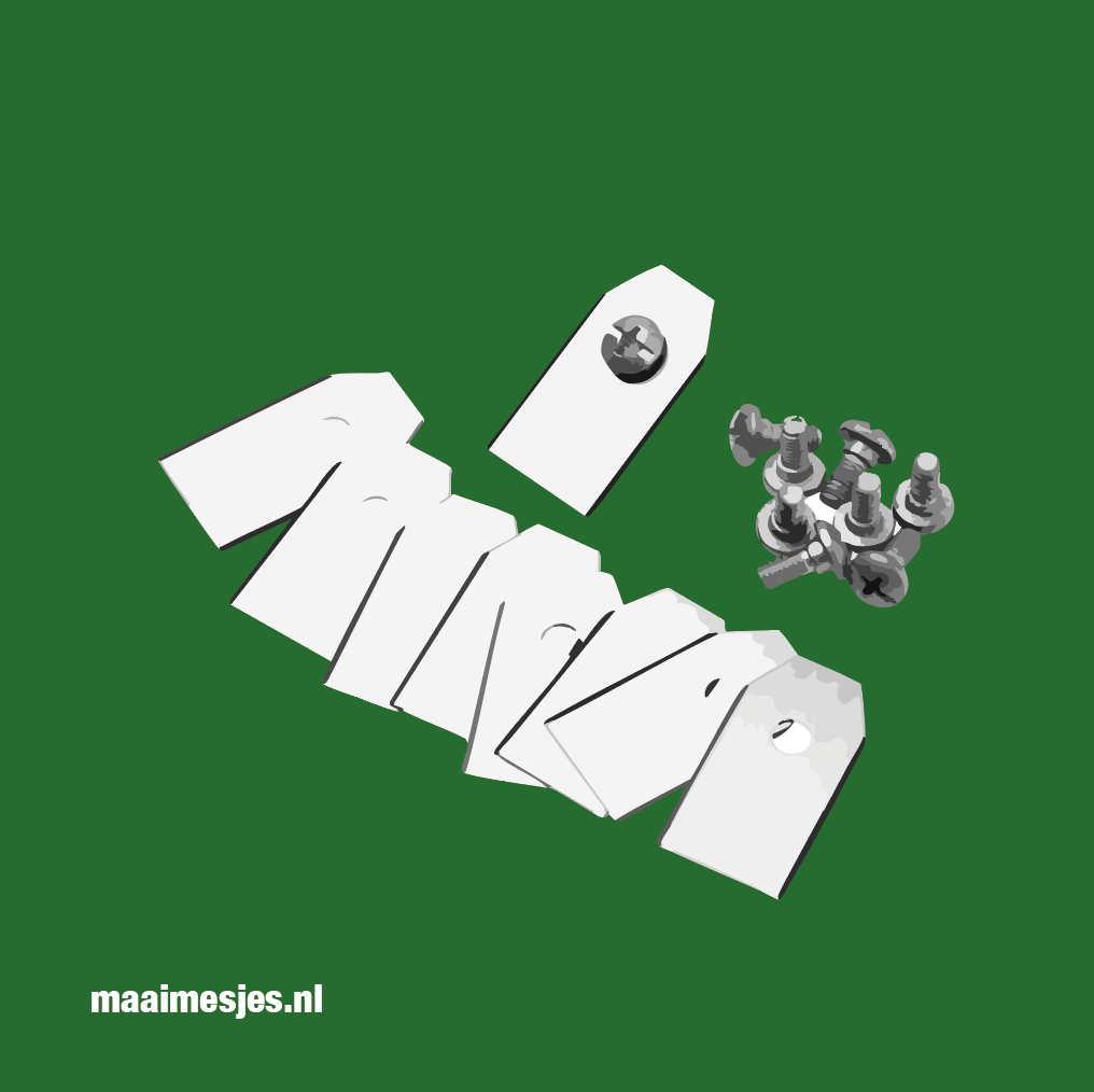 Profiteer van staffelkortingen bij het bestellen van meerdere sets robotmaaier mesjes voor Flymo EasiLife.